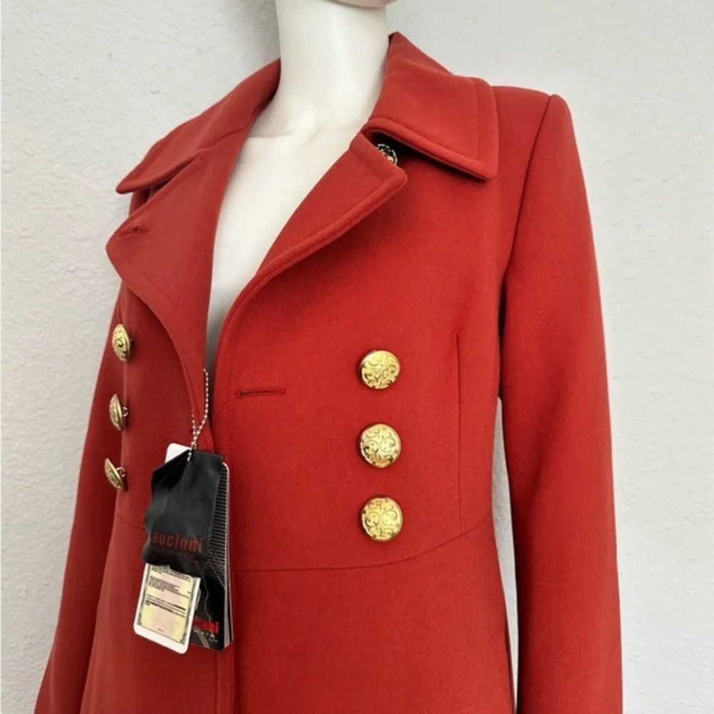 NWT WOMEN’S DOUBLE-BREASTED COAT‎ NOTCHED COLLAR LINED PEACOAT